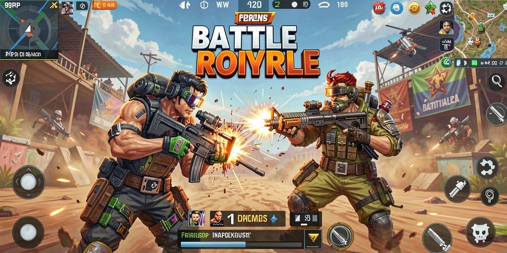 Screenshot gameplay 99RP dengan aksi Battle Royale mendebarkan.