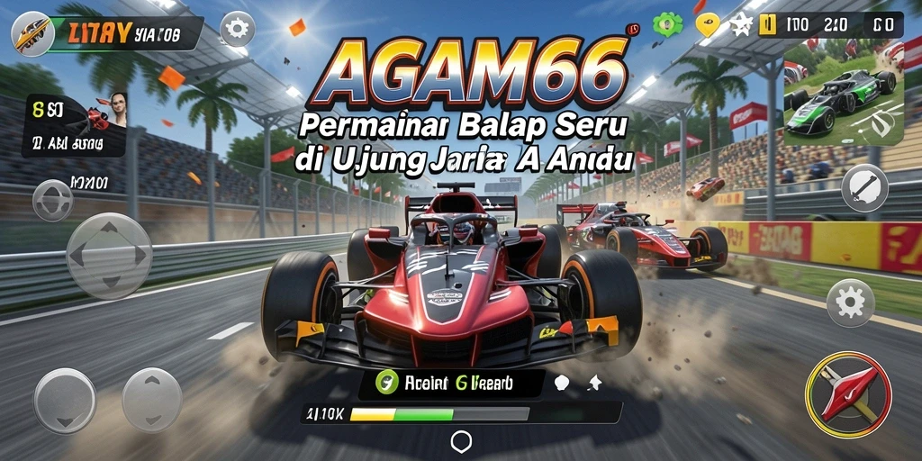 Screenshot AGAM66 menampilkan aksi balap yang mendebarkan dan mobil-mobil keren.