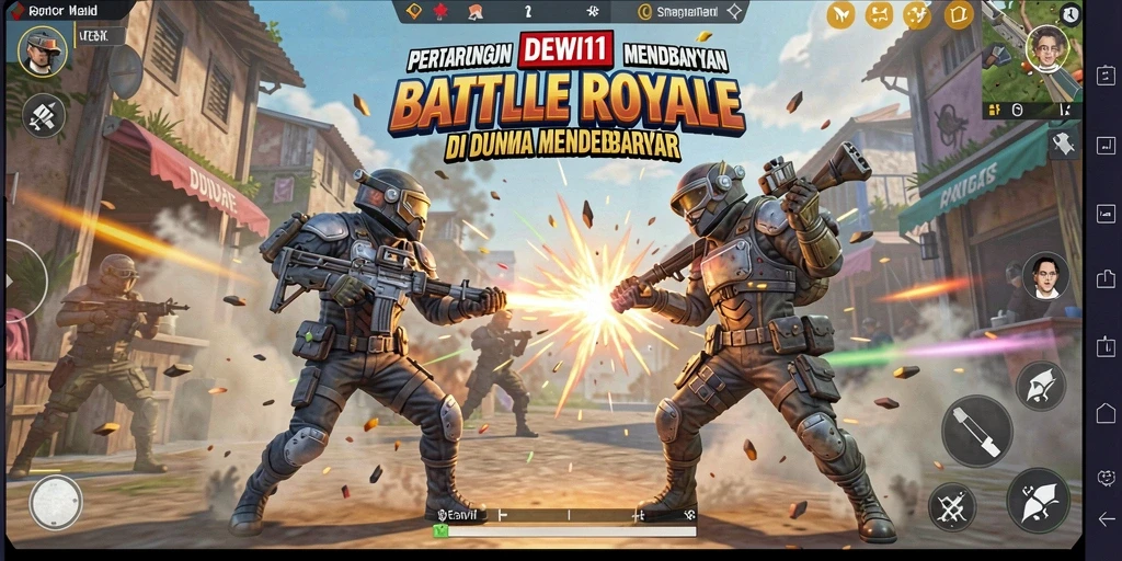 Menampilkan pertarungan yang seru dan strategis dalam DEWI11 Battle Royale.