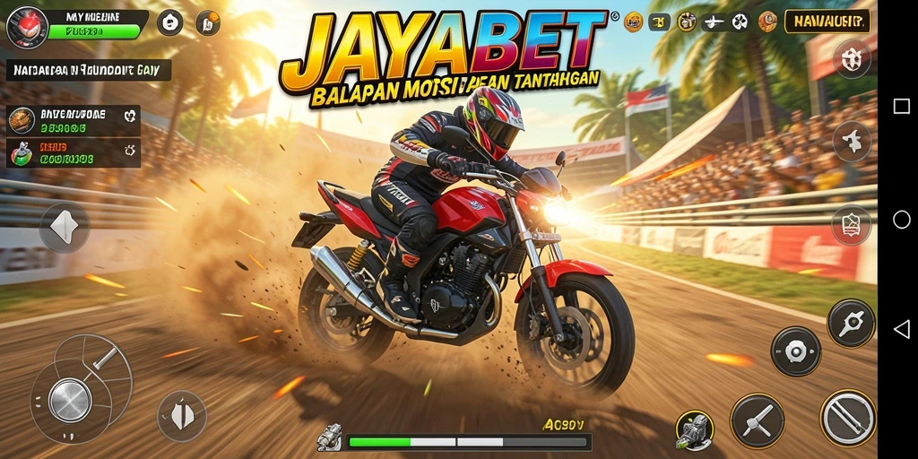 Screenshot dari gameplay <strong>JAYABET</strong> menampilkan balapan motor yang seru.