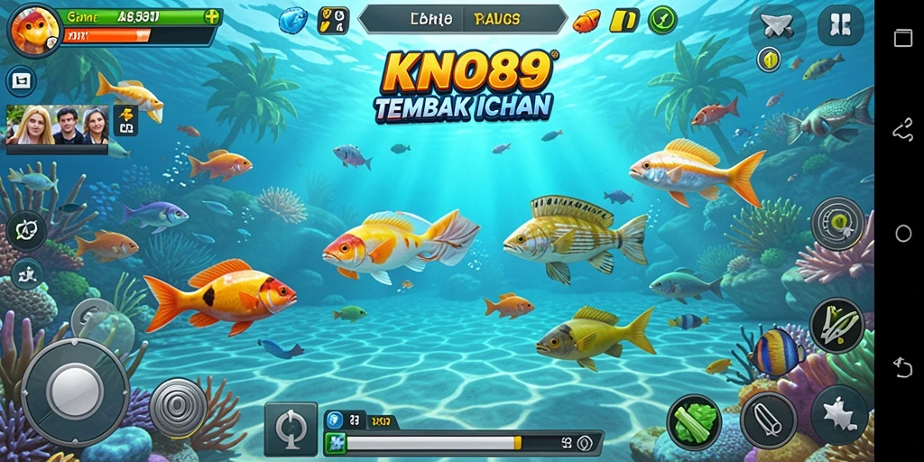Tangkapan layar gameplay Tembak Ikan yang menegangkan dan berwarna-warni.