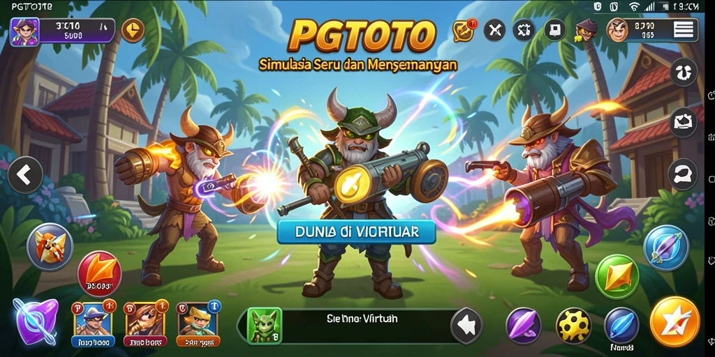 Screenshot PGTOTO menampilkan elemen gameplay simulasi yang interaktif.