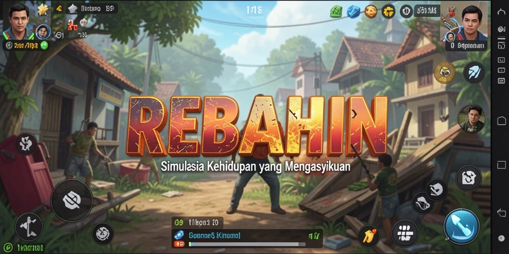 Tampilan gameplay menarik dari REBAHIN dengan aktivitas interaktif.