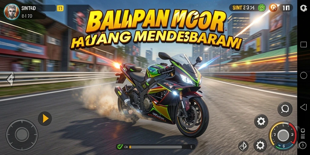Tampilan gameplay balapan motor yang seru dan cepat di SINTE4D.
